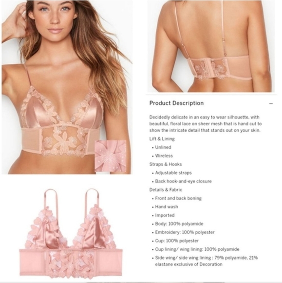 Victoria Secrets Luxe Lingerie Embroidered Bralette - Picture 4 of 7